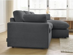 Тъмносив ъглов диван от рипсено кадифе Belair – Bobochic Paris