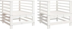 825626 vidaXL Градински столове, 2 бр, бели, борово дърво масив