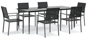 3187015 vidaXL Градински трапезен комплект от 7 части полиратан и стомана
