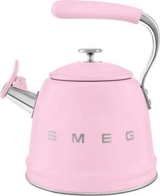 Свирещ чайник Smeg WKF01PK, 2.3 л, Индукция, Ненагряваща се дръжка, Стомана, Розов