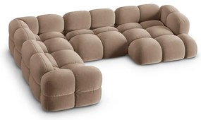 Кафяв кадифен ъглов диван (ляв ъгъл/U форма) Loretto – Cosmopolitan Design