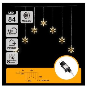 Aigostar - LED външен коледен гирлянд 84xLED/230V 1,2x1m IP44 топла бяла снежинки