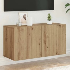 857668 vidaXL ТВ шкаф за стенен монтаж, дъб артизан, 80x30x41 см