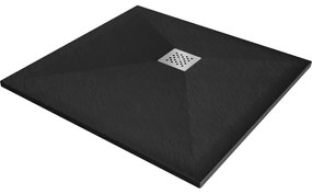 Mexen Stone+ квадратен композитен душ под 90 x 90 см, черен - 44709090