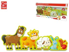 Hape - Дървен пъзел Животните от фермата и цифри H1628