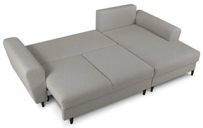 Светлосив разтегателен ъглов диван с място за съхранение от прежда с примки от букле (десен ъгъл) Kyoto – Cosmopolitan Design