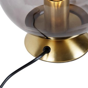 Ар Деко настолна лампа месинг с опушено стъкло - Pallon