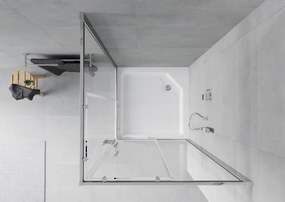 Mexen Rio квадратна душ кабина 90 x 90 см, прозрачна, хром + поддушово корито,