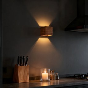 Ръстична стенна лампа орехово дърво - Transfer