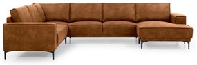 Кафяв ъглов диван от изкуствена кожа (десен ъгъл/"U") Copenhagen - Scandic