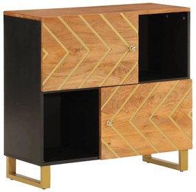 356810 vidaXL Страничен шкаф, кафяво и черно, 80x33,5x75 см, манго масив
