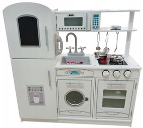 Детска бяла кухня с аксесоари и LED осветление
