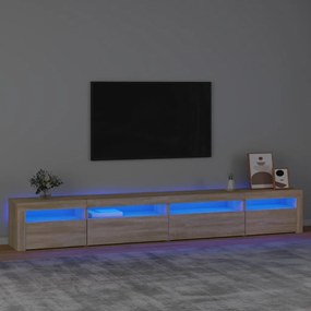 3152748 vidaXL ТВ шкаф с LED осветление, дъб сонома, 270x35x40 см