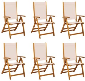 3279236 vidaXL Сгъваеми градински столове, 6 бр, акация масив и textilene