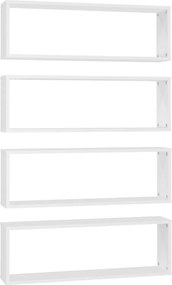 807107 vidaXL Стенни кубични рафтове 4 бр, бели, 80x15x26,5см инженерно дърво