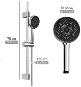 Душ комплект от неръждаема стомана в сребрист цвят с подвижен държач 70 cm Softwater – Wenko