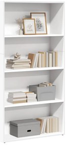 857940 vidaXL Библиотека, бяла, 80x30x152 см, инженерно дърво
