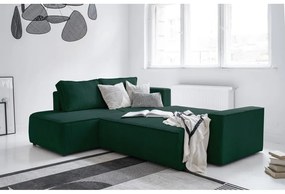 Тъмнозелен разтегателен ъглов диван от рипсено кадифе (ляв ъгъл) Brave Dave – Miuform