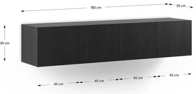 Черна маса за телевизор 180x38x35 cm Daroca – Marckeric