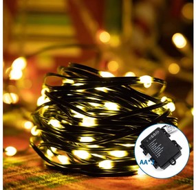 Aigostar LED външен коледен гирлянд 50 LED, 8 функции, 3xAA, 5,3м, IP44, топло б