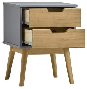 Сиво-кафяво нощно шкафче, изработено от масивна борова дървесина Baku - Marckeric