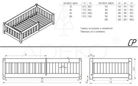 Детско разтегателно легло с място за съхранение с включена подматрачна рамка в естествен цвят 120x200 cm CP – Adeko
