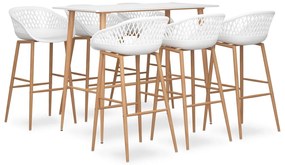 3057449 vidaXL Бар комплект от 7 части, бял