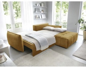 Жълт кадифен сгъваем/с място за съхранение ъглов диван (десен ъгъл) Campo – ELTAP