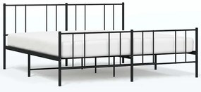 352504 vidaXL Метална рамка за легло с горна и долна табла, черна, 193x203 см
