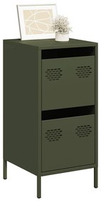 851398 vidaXL Бюфет, маслиненозелен, 35x39x73,5 см, студеновалцувана стомана