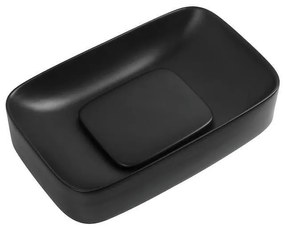 Мивка за баняCARLINO 901MB, Inter Ceramic, монтаж върху плот, порцелан, черен мат, 37.5х14.5х60см