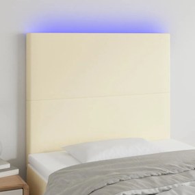 3122218 vidaXL LED горна табла за легло,кремава,80x5x118/128см,изкуствена кожа