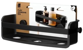 Черен пластмасов рафт за баня без пробиване Flex Adhesive – Umbra