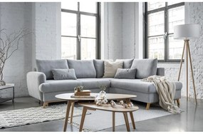Светлосив разтегателен/с място за съхранение ъглов диван (десен ъгъл/L форма) Scandic Lagom – Miuform