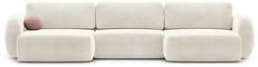 Кремав кадифен сгъваем/с място за съхранение ъглов диван (U форма) Tonale – Cosmopolitan Design