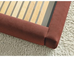 Оранжево тапицирано двойно легло с място за съхранение с решетка 160x200 cm Vernon - Bobochic Paris