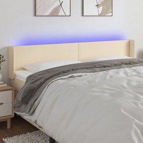3122975 vidaXL LED горна табла за легло, кремава, 183x16x78/88 см, плат