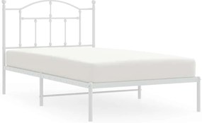 353482 vidaXL Метална рамка за легло с горна табла, бяла, 100x190 см
