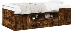 3280255 vidaXL Дневно легло с чекмеджета, без матрак, опушен дъб, 90x190 см