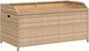 365951 vidaXL Пейка за съхранение микс бежово 100x50x52 см полиратан и акация