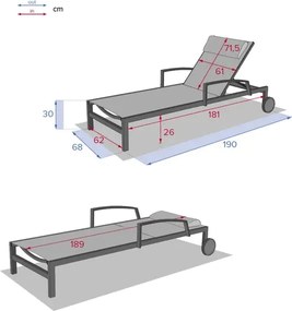 Алуминиев шезлонг с колелца Hesperide Ocala, Антрацит/Графит