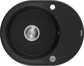 Mexen Kevin мивка гранитна 1-коморова с отцедник 586 x 458 мм, черна, сифон хром - 6517581005-77