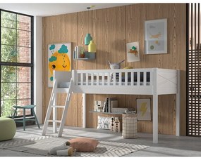 Бяло повдигнато легло от бор 90x200 cm SCOTT - Vipack