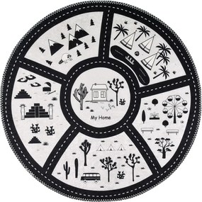 Черно-бяло детско килимче за игра подходящо за пране ø120 cm My Home – Vitaus
