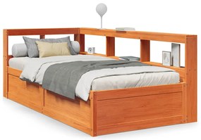 3324483 vidaXL Легло с етажерка за книги, без матрак, 90x190 см, бор масив