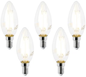 Комплект от 5 LED крушки E14 B35 прозрачни 2.2W 470lm 2700K