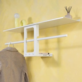 Бяла стоманена стенна закачалка с рафт 100 cm Luno Small – Spinder Design