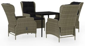 3099668 vidaXL Градински трапезен комплект, 5 части, кафяв
