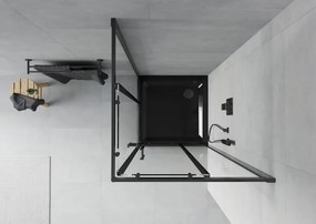 Mexen Rio квадратна душ кабина 90 x 90 см, прозрачна, черна + корито Flat, черно