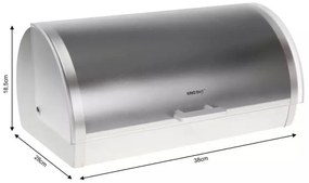 Кутия за хляб Kinghoff KH 3203, 39.5x28x18.5 см, Стомана, Полупрозрачен капак, Бял/сив